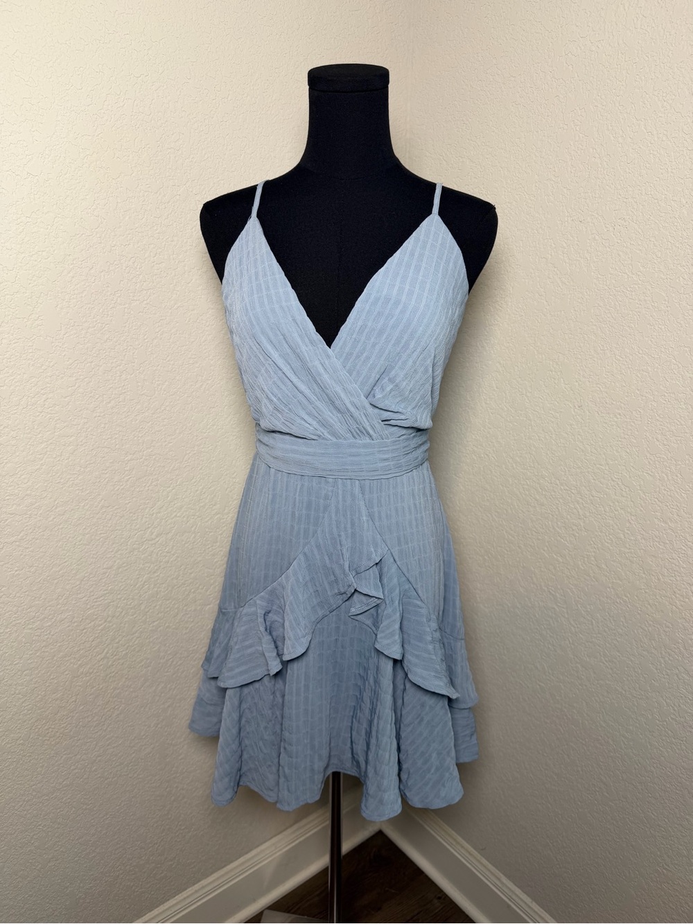Altar'd State Light Blue Spaghetti Strap Wrap Mini Dress